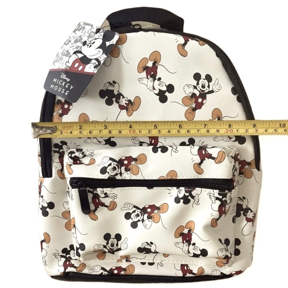 DISNEY x BIOWORLD Mini Backpack Mickey Mouse Print Ivory 11” x 9.5” NWT - Picture 6 of 11